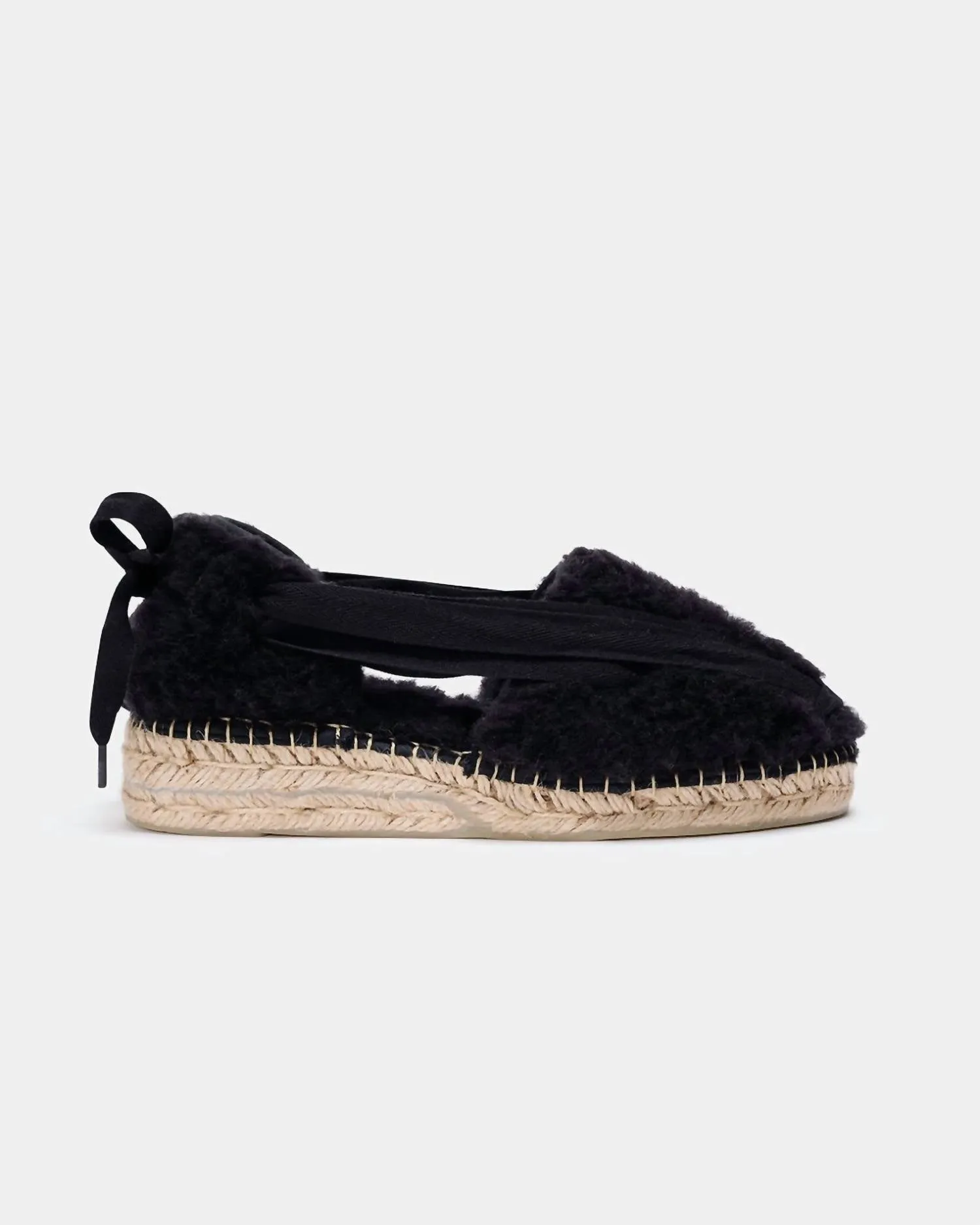Minimal Layers Women's Dom Shearling Espadrilles In Black