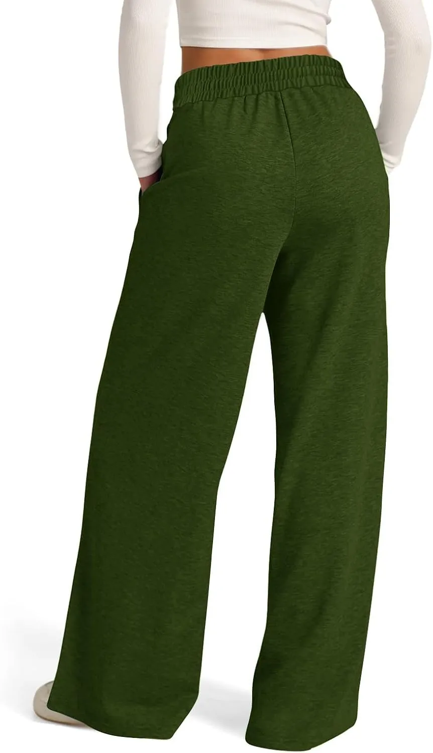 Women's Drawstring High Waisted Wide Leg Long Pants Plus Size Casual Sweatpants for Women Loose Pants with Pockets