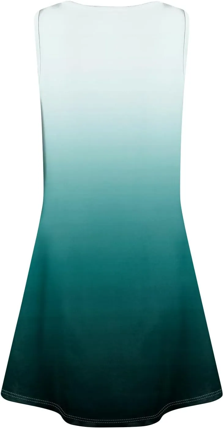 Womens Dresses Spring Tank Dress Cute Sundresses Sleeveless A-Line Dress Summer Beach Cover Up Midi Dress with Pocket