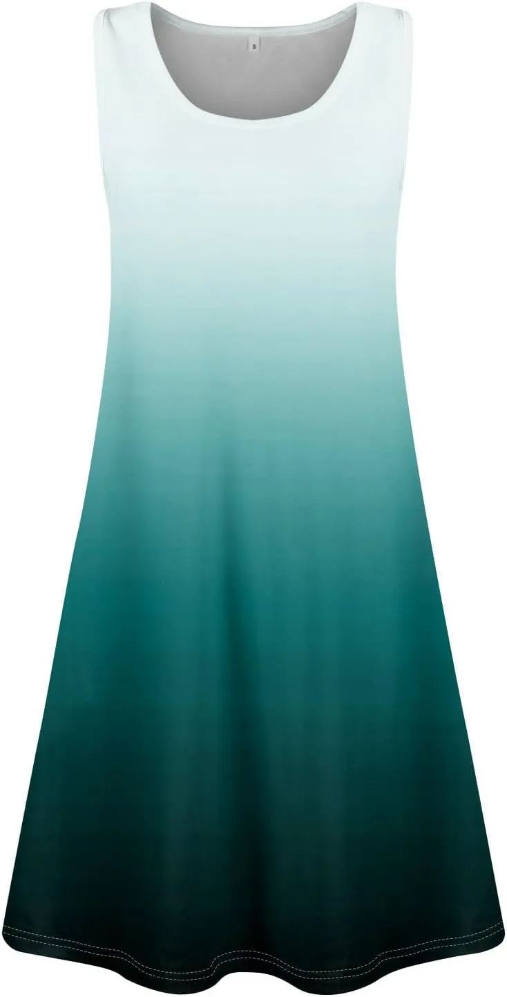 Womens Dresses Spring Tank Dress Cute Sundresses Sleeveless A-Line Dress Summer Beach Cover Up Midi Dress with Pocket