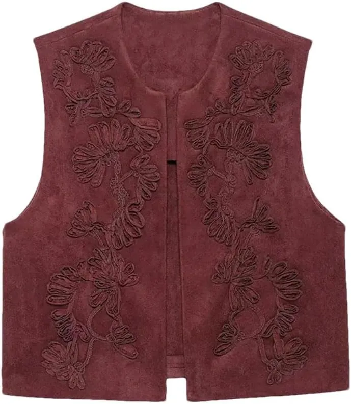 Women's Embroidered Sleeveless Vest