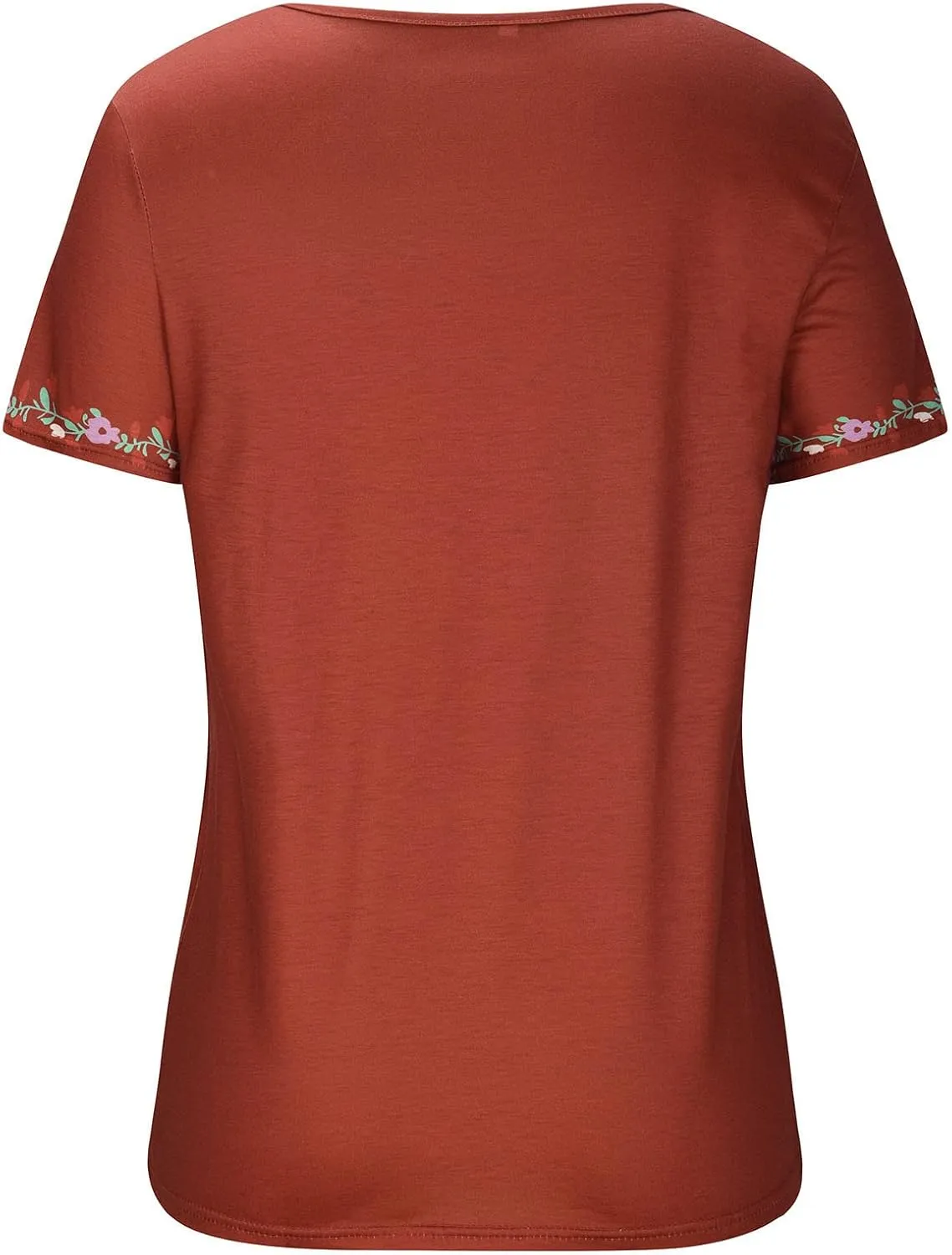 Women's Embroidered Tops Mexican Print Shirt V Neck Summer Casual Top Short Sleeve Tunic Tees Loose Blouses