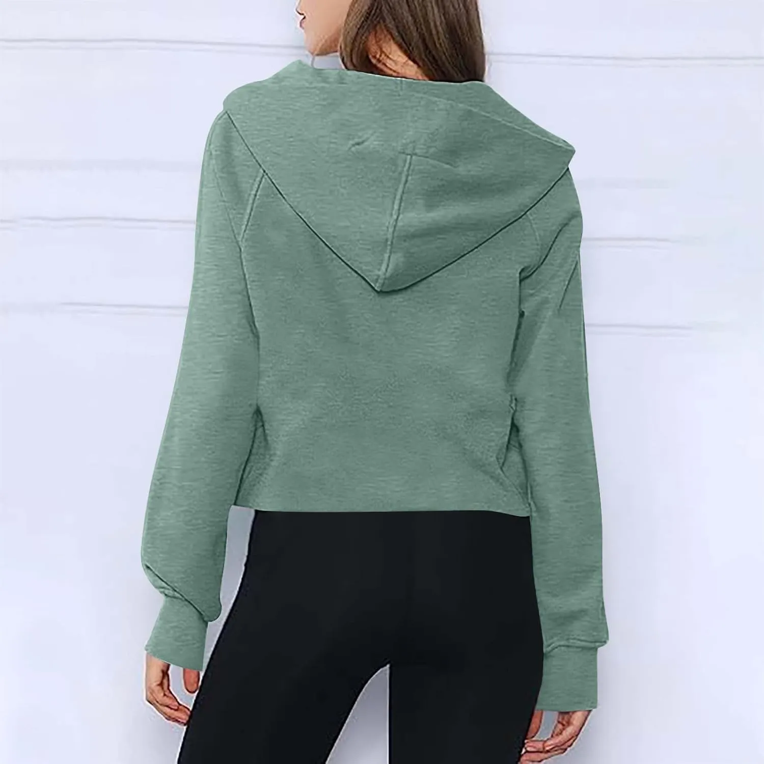 Womens Fall Fashion 2023 Long Sleeve Sweatshirts Cropped Pullover Fleece Quarter Zipper Hoodies Fall Outfits Clothes