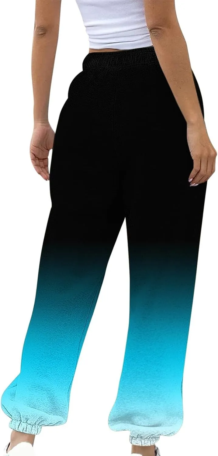 Womens Fashion Casual Cargo Pants Sweatpants Baggy Fleece High Waisted Joggers Pants Y2k Vintage Comfy Tie Dye Lounge