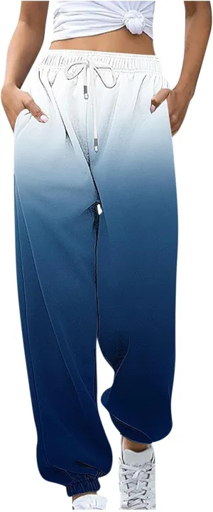 Womens Fashion Casual Cargo Pants Sweatpants Baggy Fleece High Waisted Joggers Pants Y2k Vintage Comfy Tie Dye Lounge