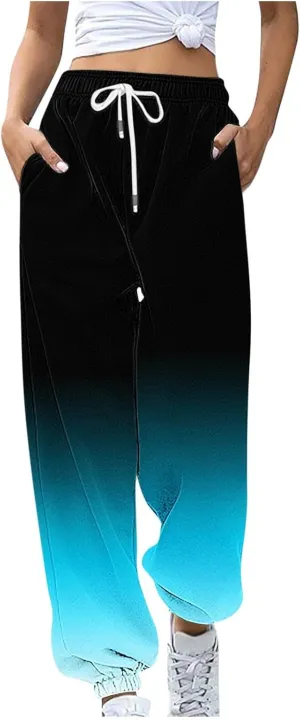 Womens Fashion Casual Cargo Pants Sweatpants Baggy Fleece High Waisted Joggers Pants Y2k Vintage Comfy Tie Dye Lounge