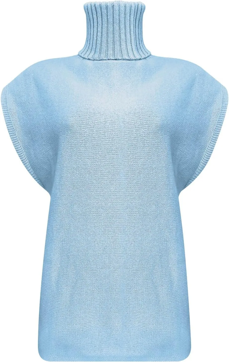 Women's Fashion Oversized Sleeveless Turtleneck Loose Pullover Tops Blouse Knitted Sweaters Split Hem Knitted Blouse