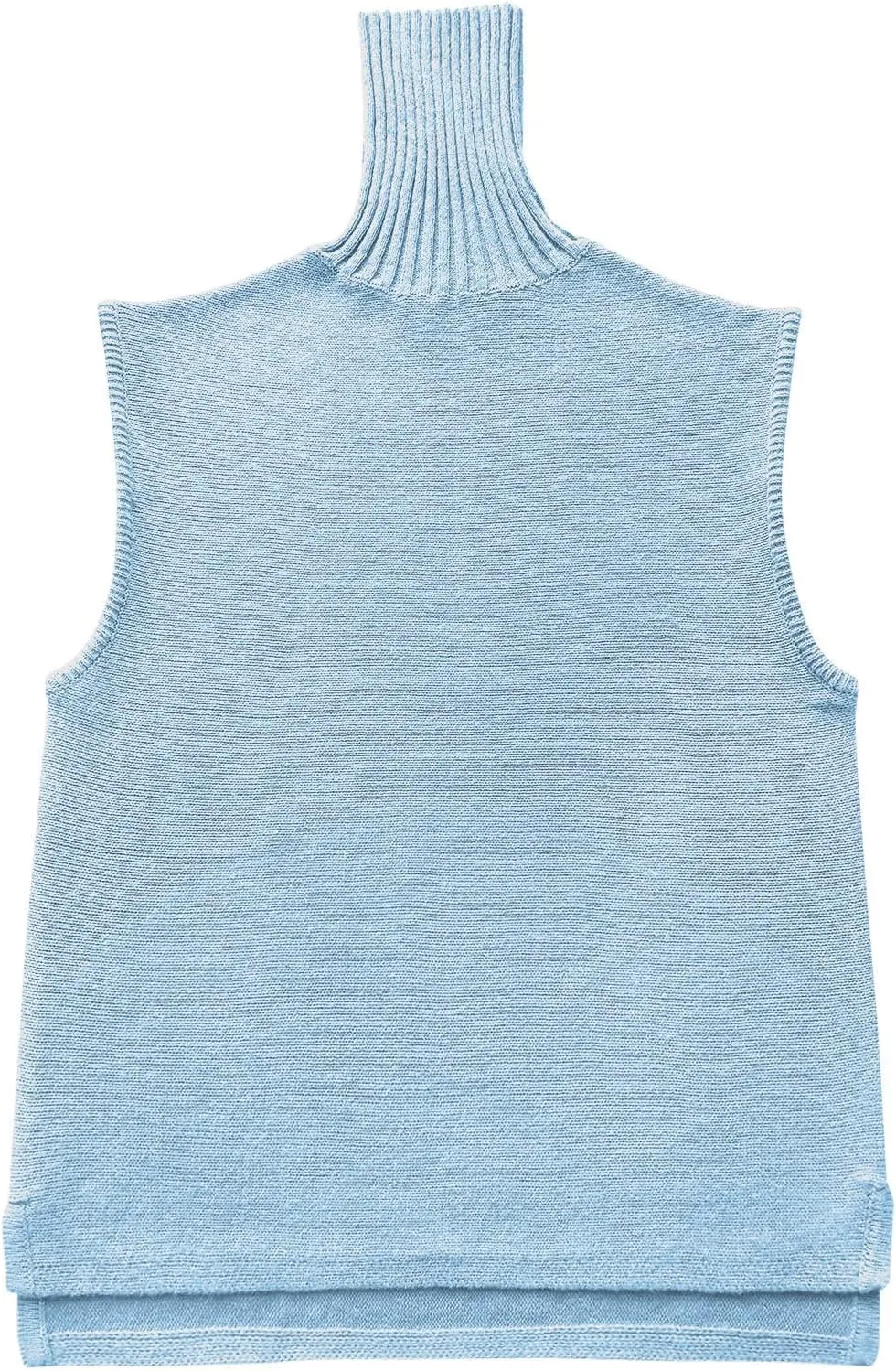 Women's Fashion Oversized Sleeveless Turtleneck Loose Pullover Tops Blouse Knitted Sweaters Split Hem Knitted Blouse
