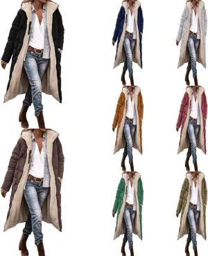 Womens Fashion Winter Down Coat Warm Casual Zip Up Puffer Jacket Fleece Hoodie Reversible Teddy Long Outdoor Outerwear