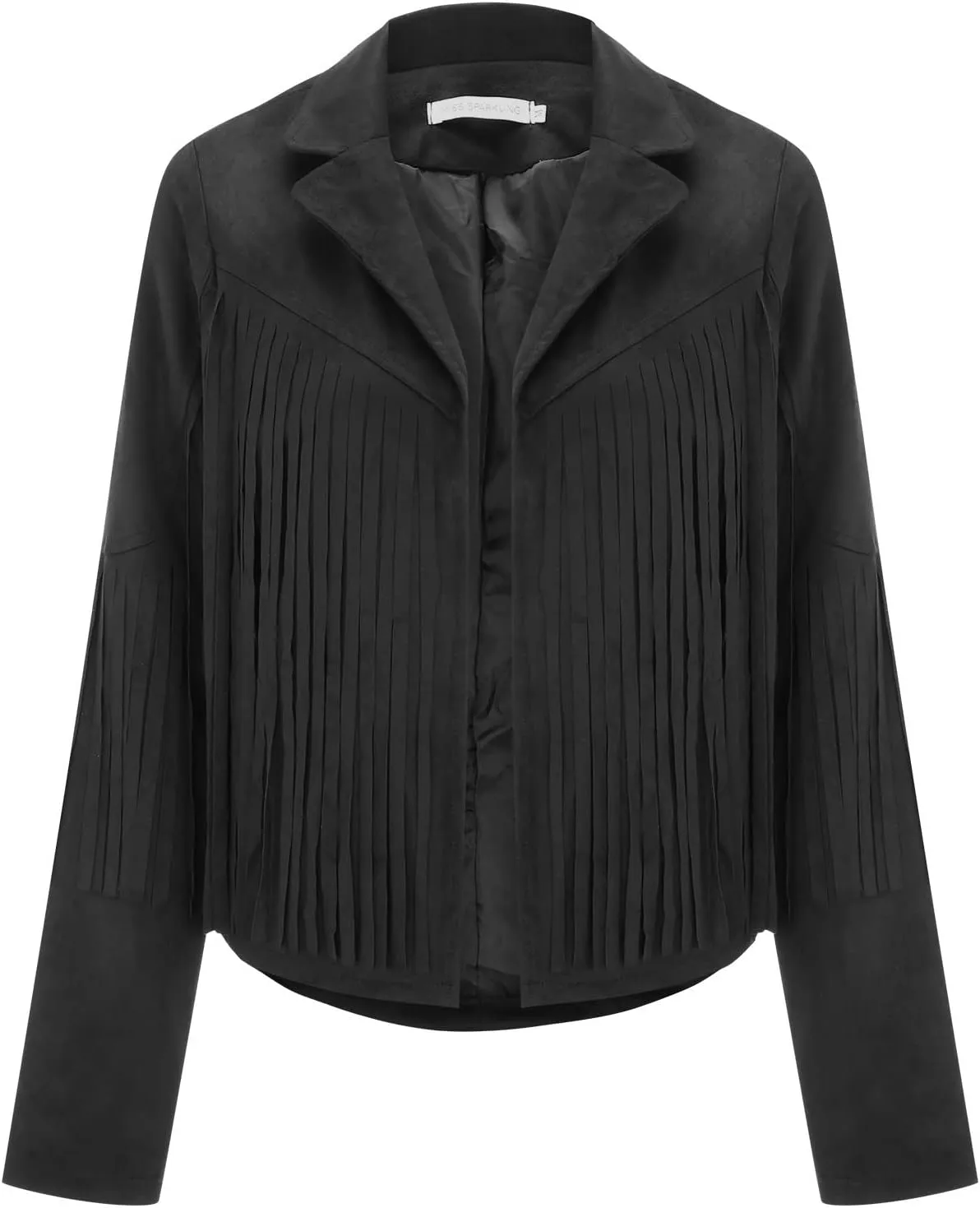 Women's Faux Suede Tassel Jacket Trendy Fringe Coats Long Sleeve Moto Biker Open Front Cardigan Coat Outwear