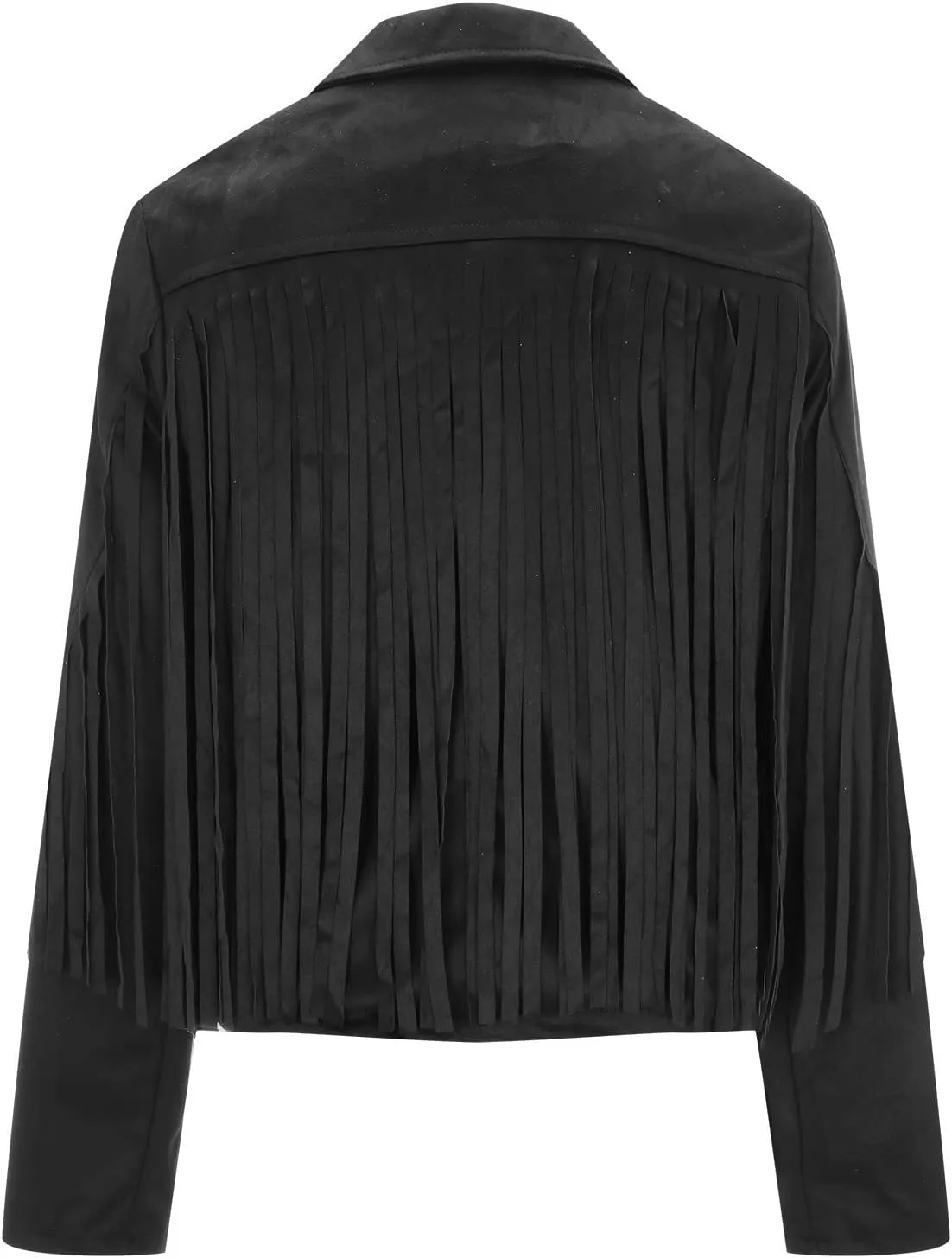 Women's Faux Suede Tassel Jacket Trendy Fringe Coats Long Sleeve Moto Biker Open Front Cardigan Coat Outwear