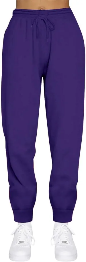 Womens Fleece High Waisted Sweatpants Drawstring Lounge Joggers Pants Mid Rise Workout Active Lounge with Pockets