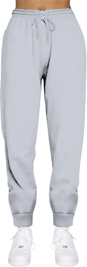 Womens Fleece High Waisted Sweatpants Drawstring Lounge Joggers Pants Mid Rise Workout Active Lounge with Pockets