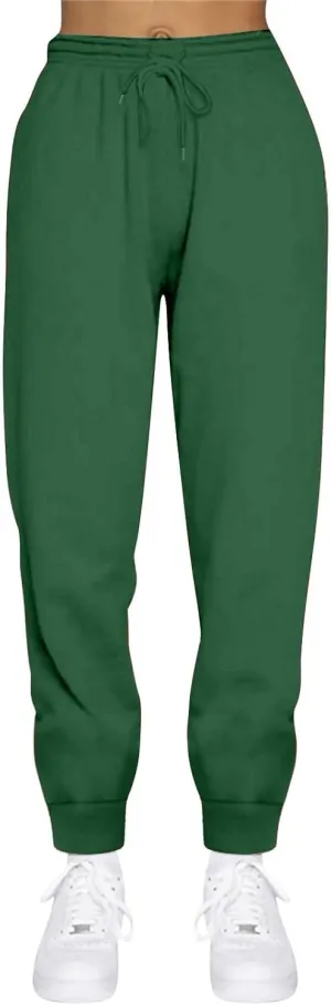 Womens Fleece High Waisted Sweatpants Drawstring Lounge Joggers Pants Mid Rise Workout Active Lounge with Pockets