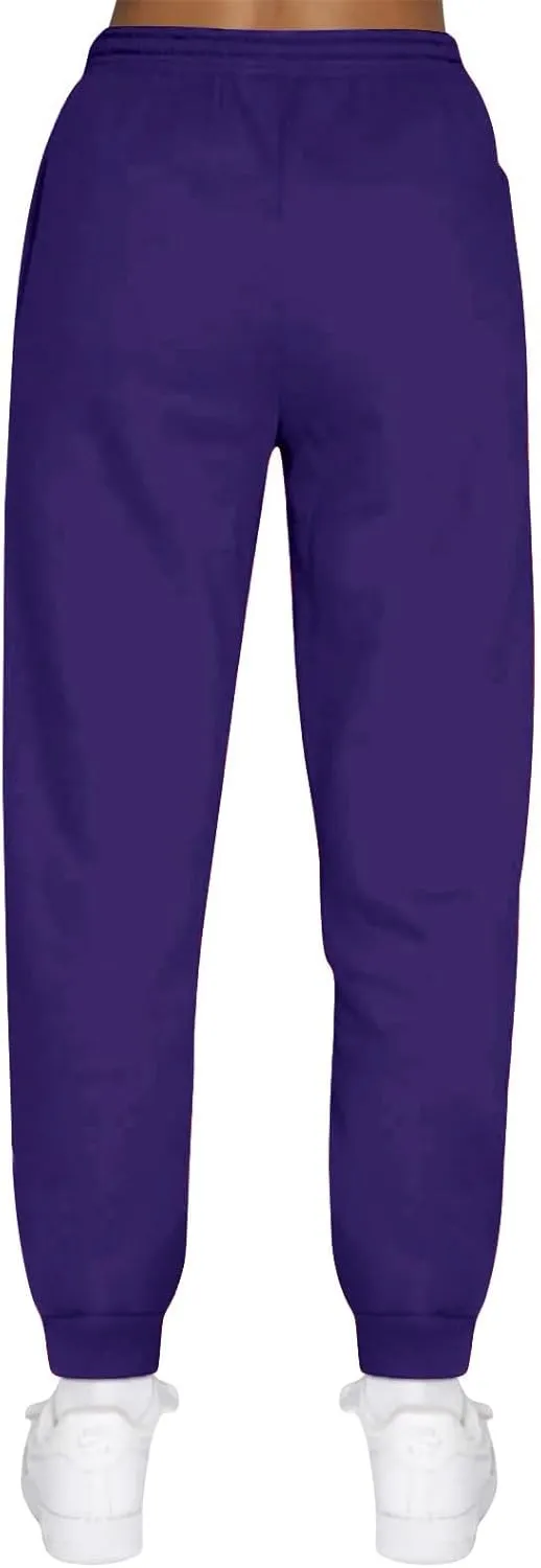 Womens Fleece High Waisted Sweatpants Drawstring Lounge Joggers Pants Mid Rise Workout Active Lounge with Pockets