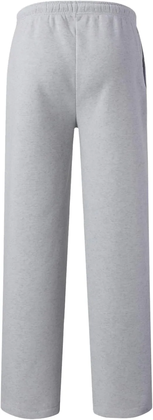 Women's Fleece Lined Sweatpants Casual Fall High Waisted Drawstring Baggy Wide Straight Leg Lounge Pants with Pockets