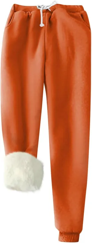 Womens Fleece Sweatpants Petite Length Winter Warm Christmas Joggers Pants Sherpa Lined Athletic Active Sweatpants