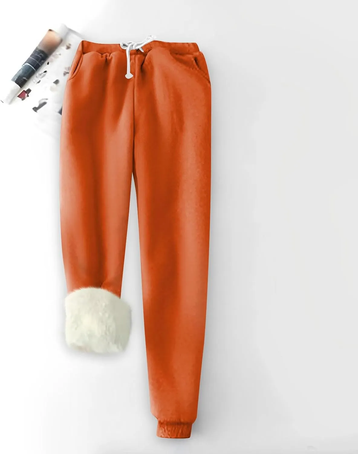 Womens Fleece Sweatpants Petite Length Winter Warm Christmas Joggers Pants Sherpa Lined Athletic Active Sweatpants