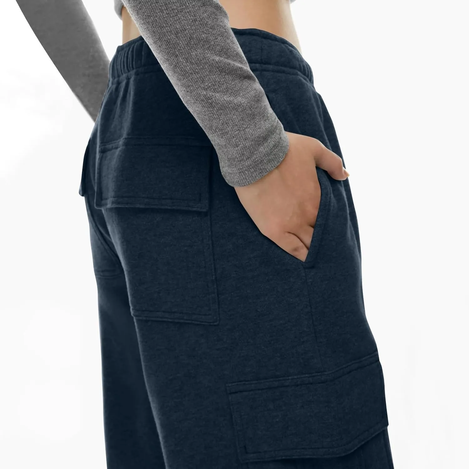 Womens Fleece Sweatpants Warm Baggy Pants 2024 Y2k Comfy Oversized Fall Joggers High Waisted Cotton Lounge Pockets