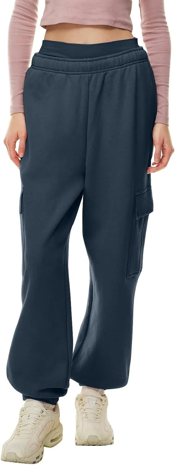 Womens Fleece Sweatpants Warm Baggy Pants 2024 Y2k Comfy Oversized Fall Joggers High Waisted Cotton Lounge Pockets