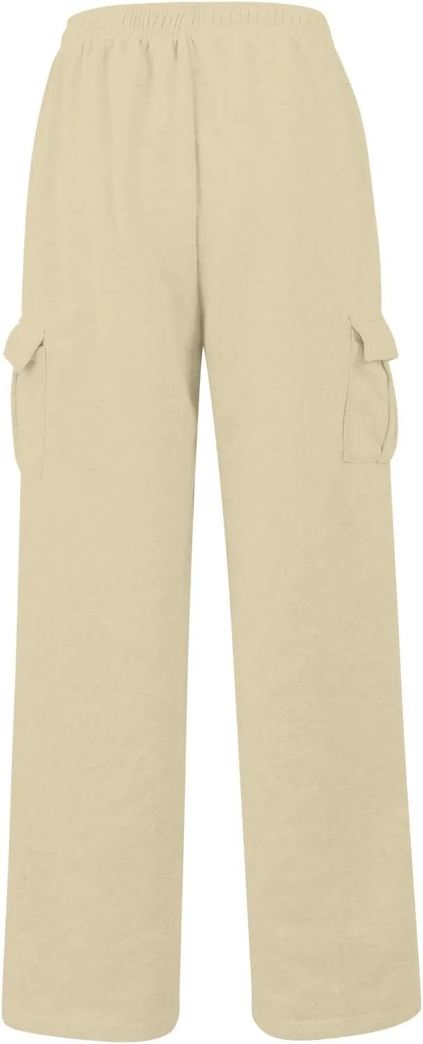 Womens Fleece Sweatpants Warm Baggy Pants 2024 Y2k Comfy Oversized Fall Joggers High Waisted Cotton Lounge Pockets