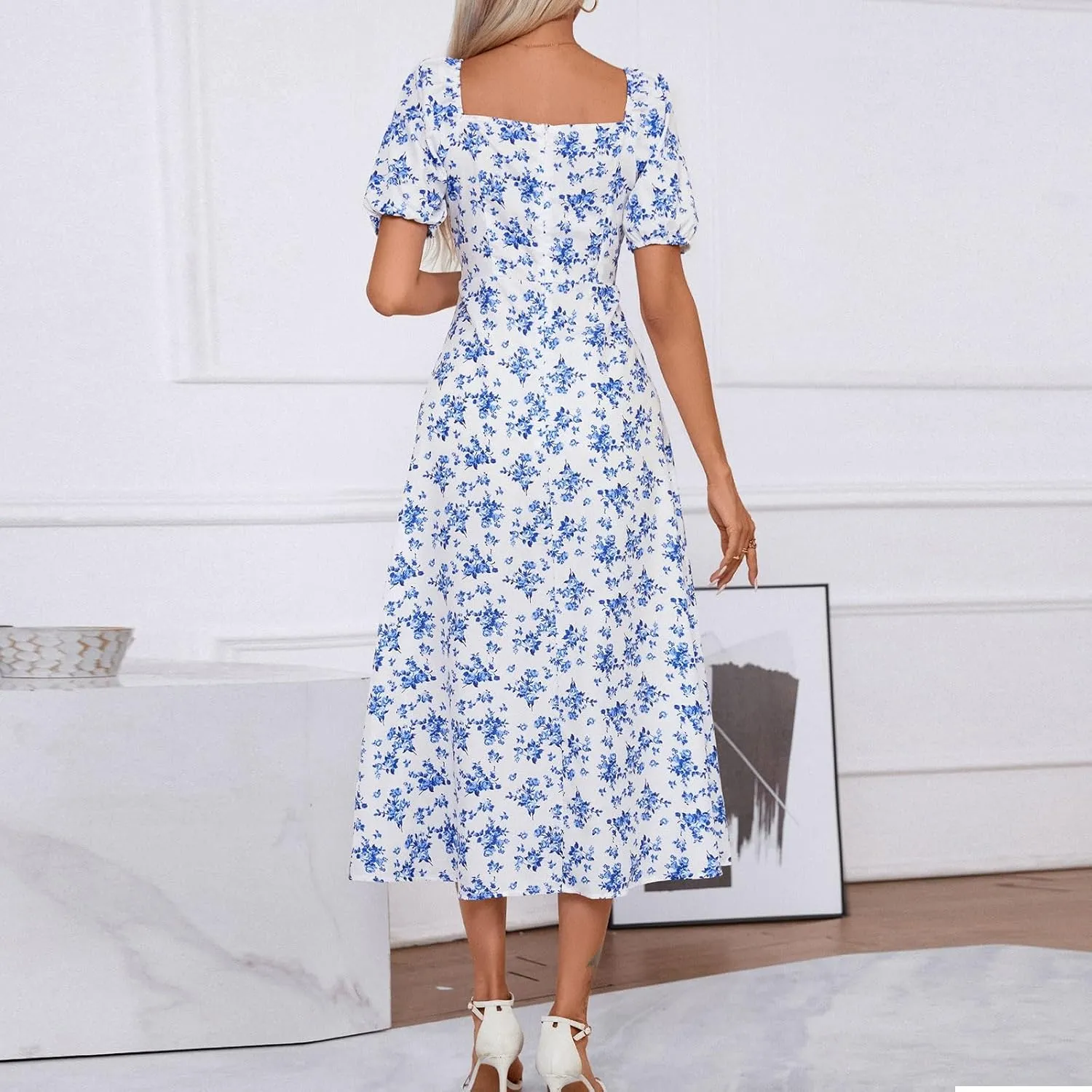 Womens Floral Wedding Guest Dress Summer Long 2025 Spring Dresses Summer Graduation Dresses Aline Hawaiian Dress