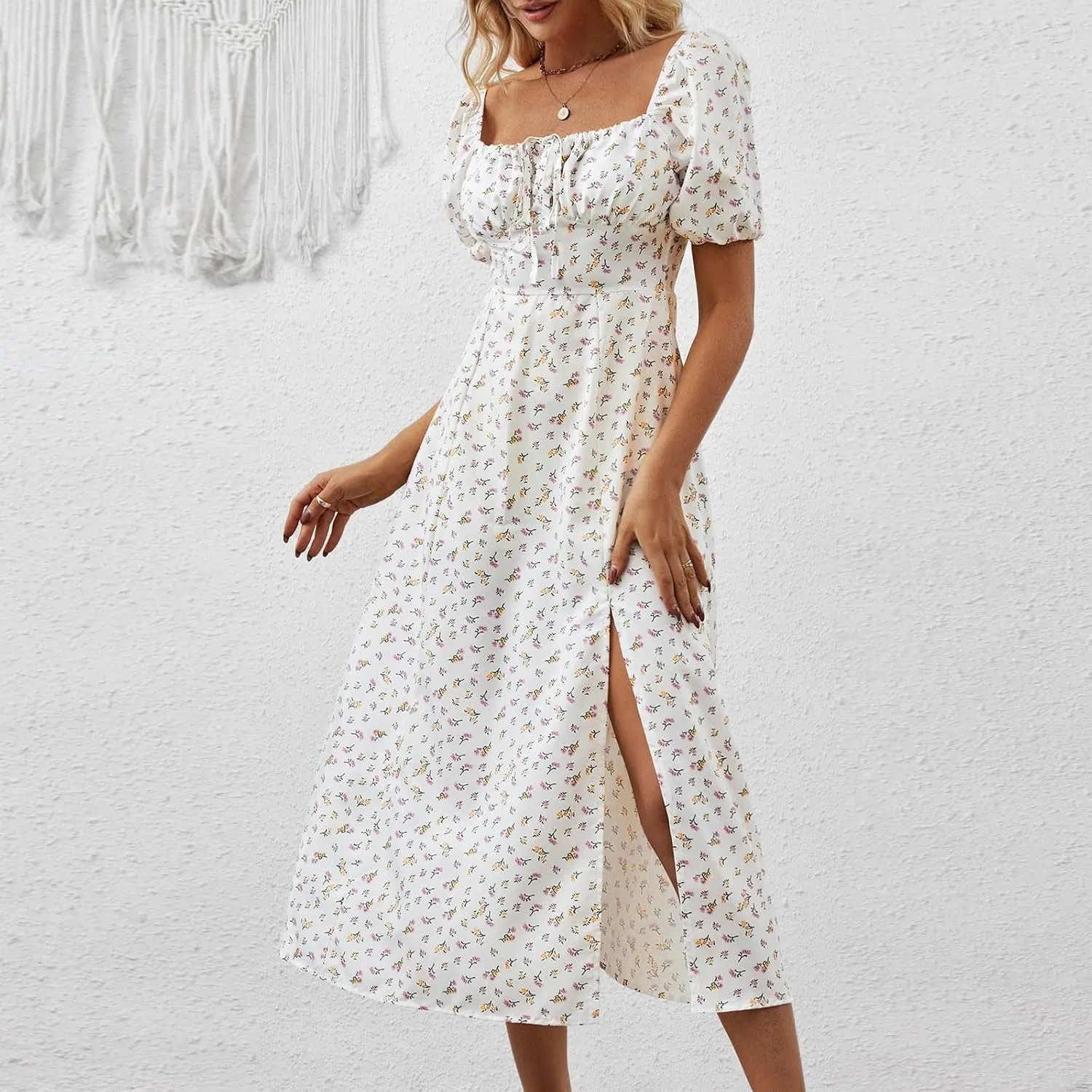 Womens Floral Wedding Guest Dress Summer Long 2025 Spring Dresses Summer Graduation Dresses Aline Hawaiian Dress