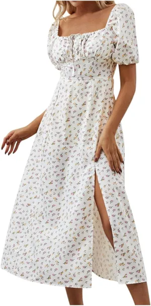 Womens Floral Wedding Guest Dress Summer Long 2025 Spring Dresses Summer Graduation Dresses Aline Hawaiian Dress