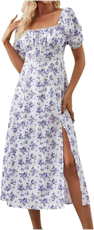 Womens Floral Wedding Guest Dress Summer Long 2025 Spring Dresses Summer Graduation Dresses Aline Hawaiian Dress