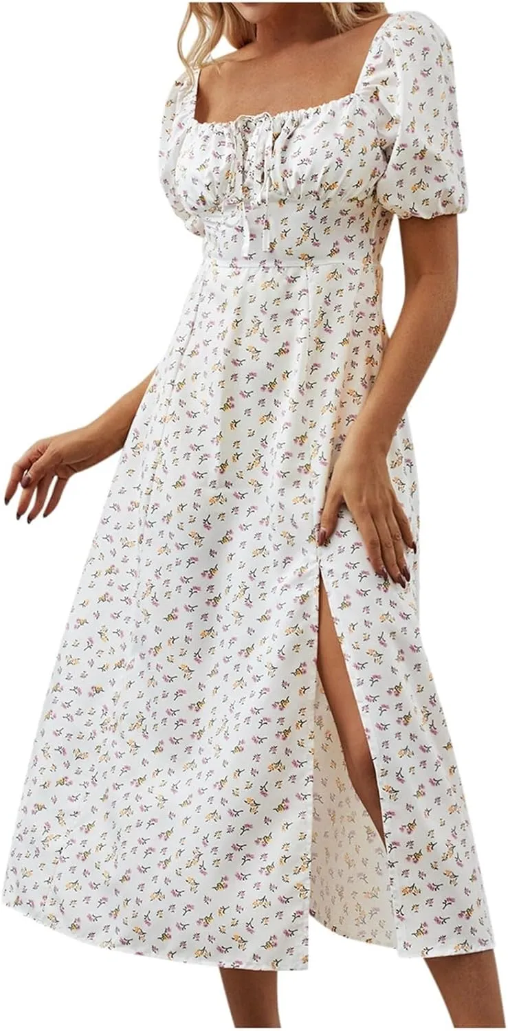 Womens Floral Wedding Guest Dress Summer Long 2025 Spring Dresses Summer Graduation Dresses Aline Hawaiian Dress