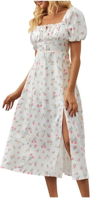Womens Floral Wedding Guest Dress Summer Long 2025 Spring Dresses Summer Graduation Dresses Aline Hawaiian Dress