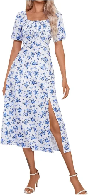 Womens Floral Wedding Guest Dress Summer Long 2025 Spring Dresses Summer Graduation Dresses Aline Hawaiian Dress