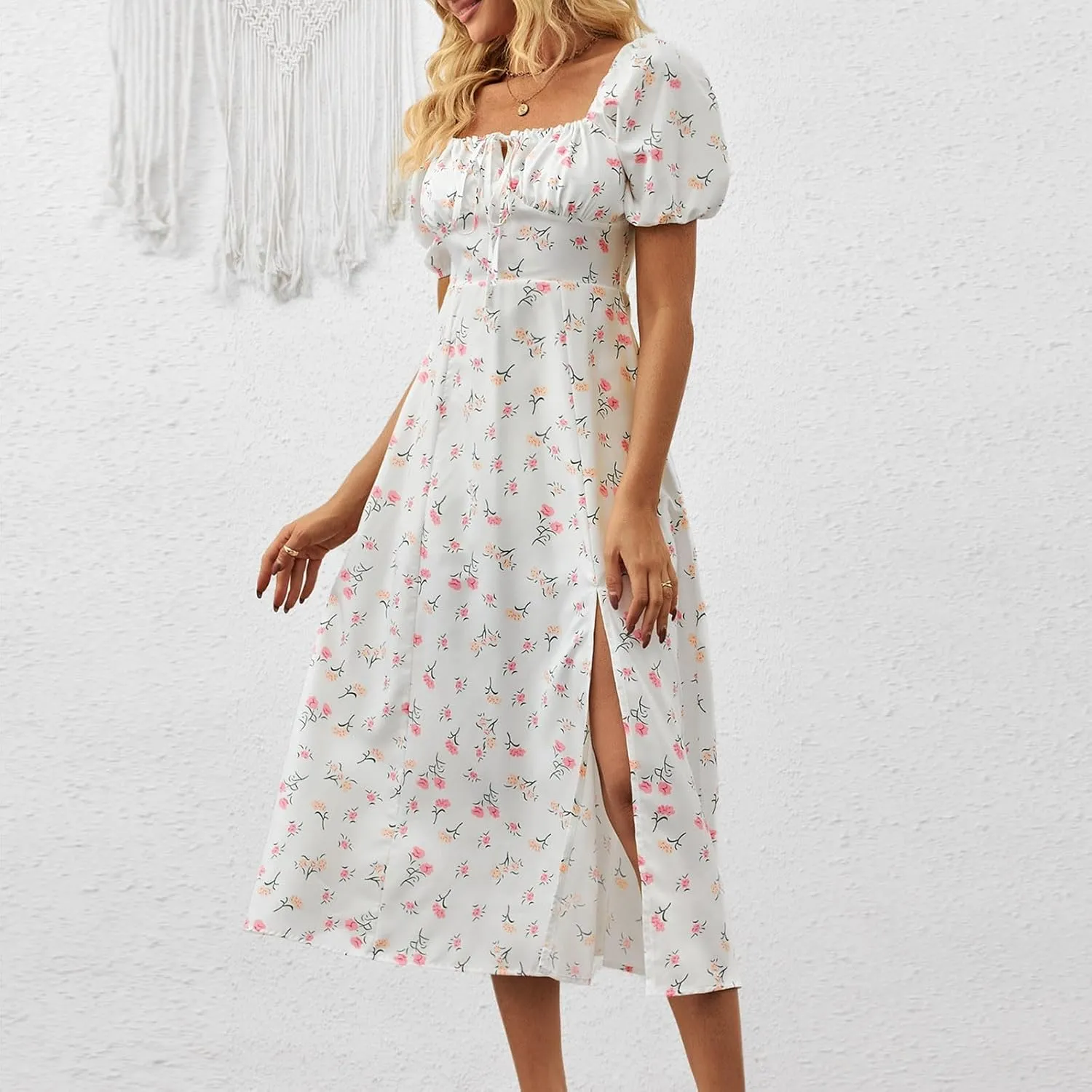Womens Floral Wedding Guest Dress Summer Long 2025 Spring Dresses Summer Graduation Dresses Aline Hawaiian Dress