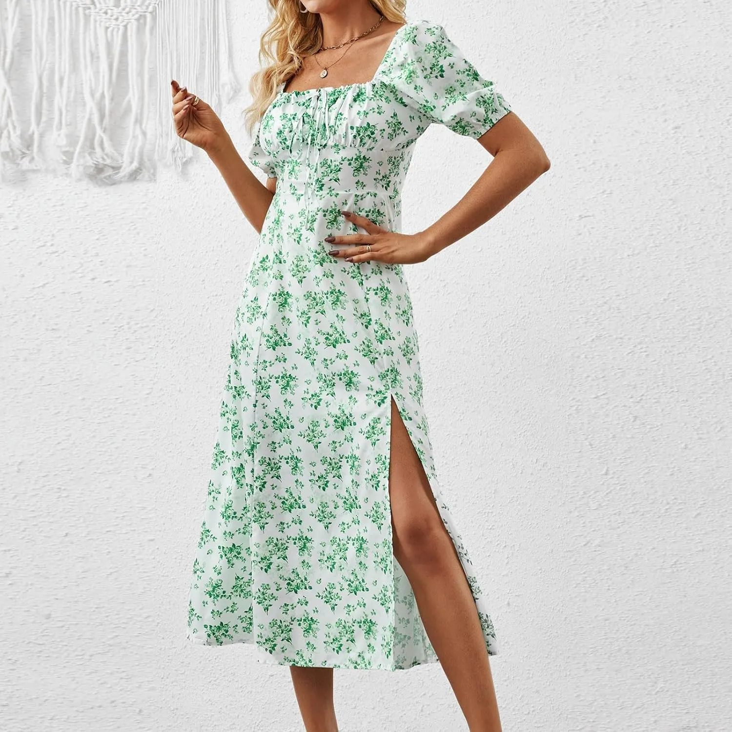 Womens Floral Wedding Guest Dress Summer Long 2025 Spring Dresses Summer Graduation Dresses Aline Hawaiian Dress