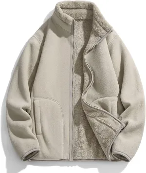 Womens Fuzzy Fleece Jacket Oversized Sherpa Zip Up Stand Collar Sweatshirts Solid Color Casual Winter Warm Outwear