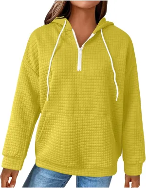 Womens Half Zip Sweatshirts Cropped Hoodies Fleece Quarter Zip Up Pullover Sweaters 2023 Winter Fall Outfits
