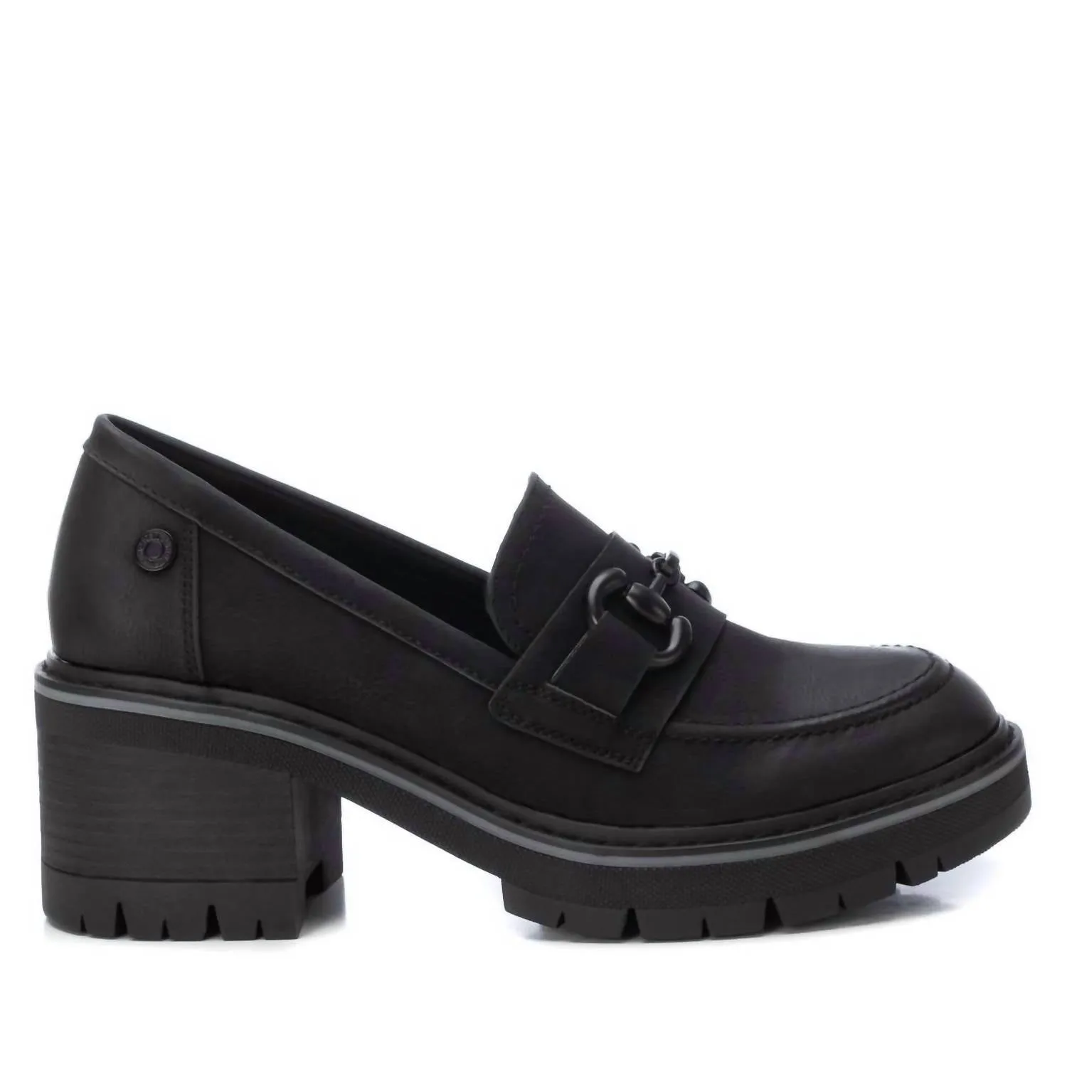 Mesh Upper Practical Casual Fit Women's Heeled Moccasins In Black