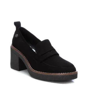 Move True Comfortable Office Slip-ons Women's Heeled Suede Moccasins In Black