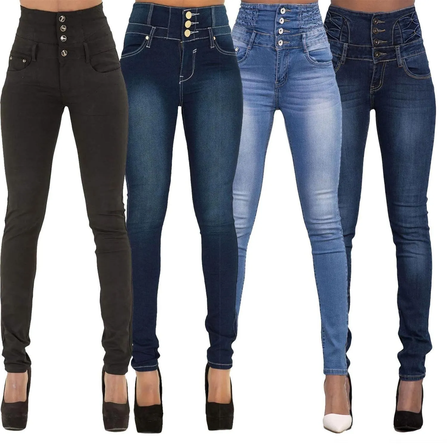 Women's high-Rise Slim-fit Stretch Jeans Colombian Design Butt Lift Jeans High Waisted Sexy Skinny Denim Pants Trousers (X-Large,Dark Blue 2)