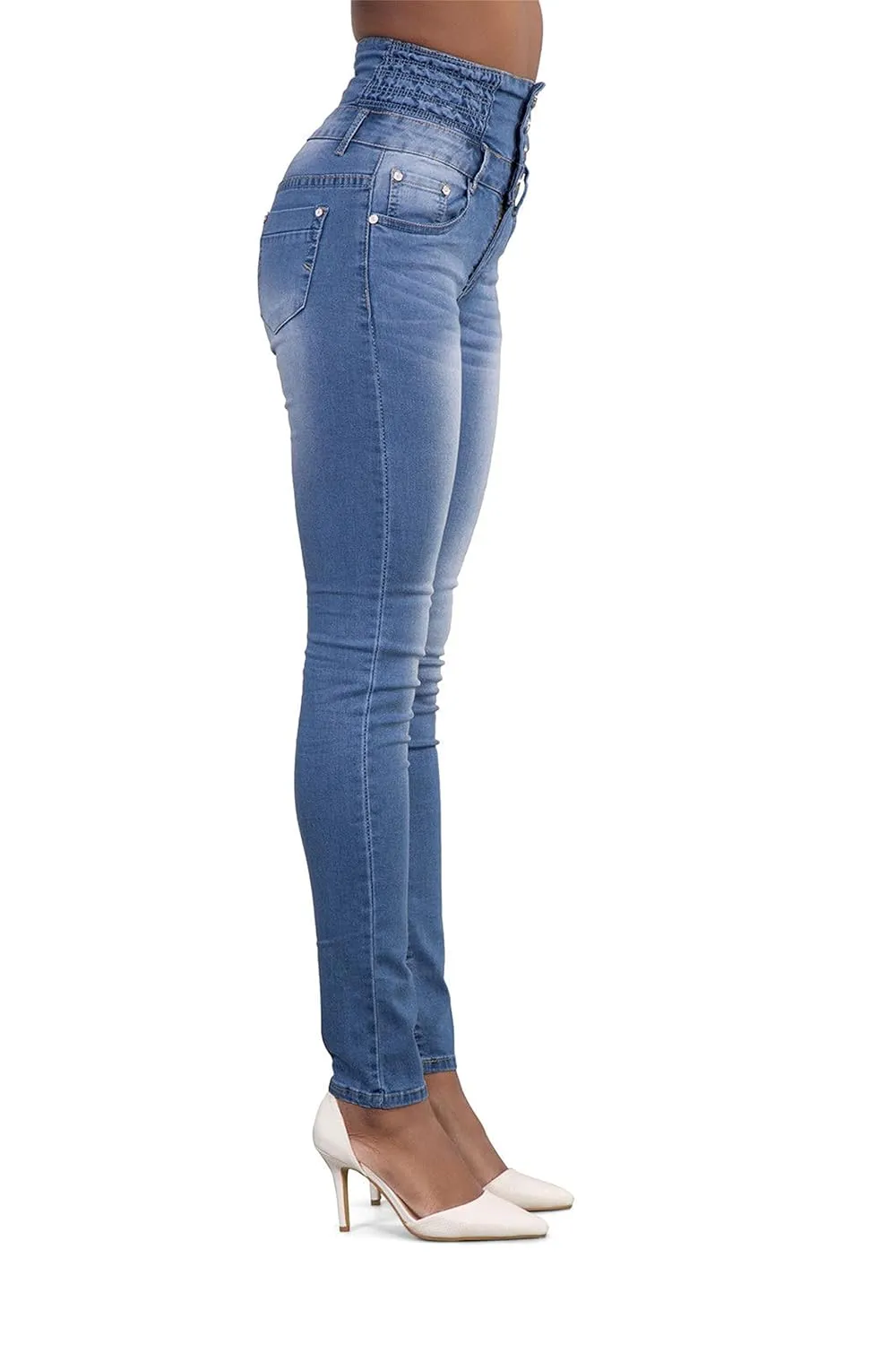 Women's high-Rise Slim-fit Stretch Jeans Colombian Design Butt Lift Jeans High Waisted Sexy Skinny Denim Pants Trousers (X-Large,Light Blue)