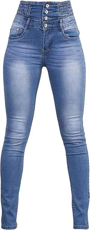 Women's high-Rise Slim-fit Stretch Jeans Colombian Design Butt Lift Jeans High Waisted Sexy Skinny Denim Pants Trousers (X-Large,Light Blue)
