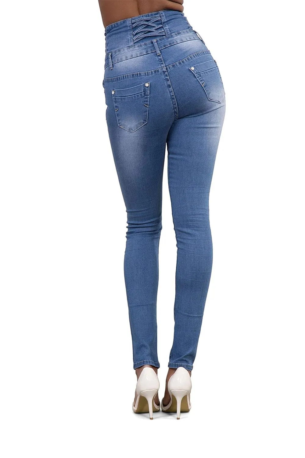 Women's high-Rise Slim-fit Stretch Jeans Colombian Design Butt Lift Jeans High Waisted Sexy Skinny Denim Pants Trousers (X-Large,Light Blue)