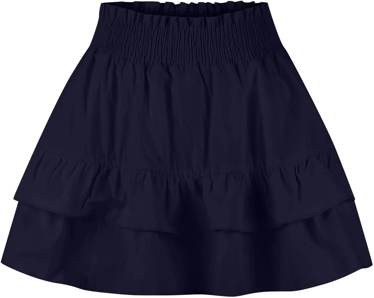 Women's High Waist Cotton Mini Skirts Flowy Ruffle Casual A-Line Short Skirt Summer Layered Pleated Beach Skirt