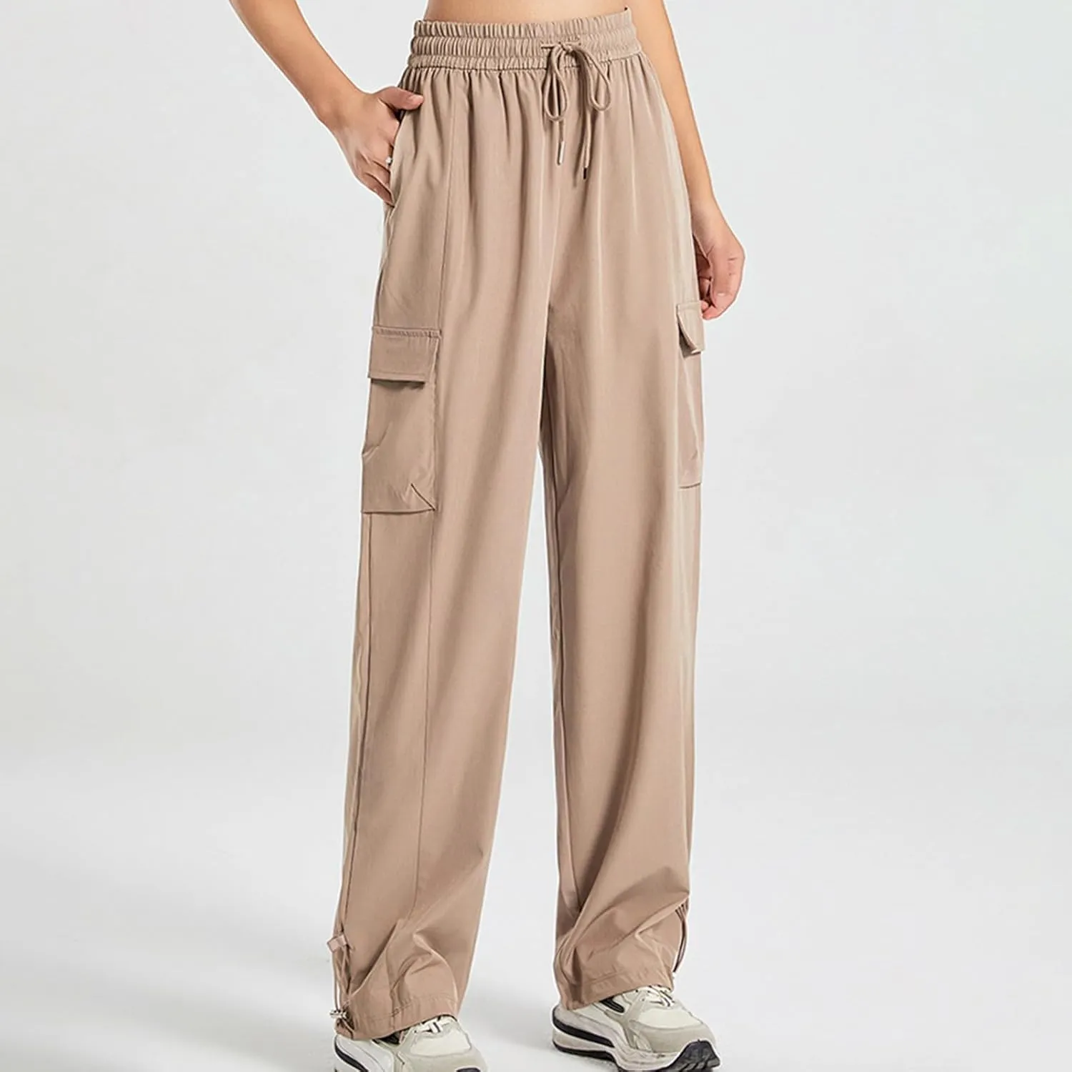 Women's high Waisted Baggy Cargo Sweatpants with Drawstring Cinch Bottom Jogging Sweat Pants Workout Clothes