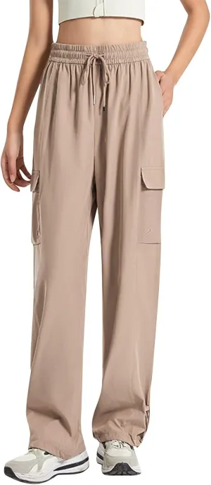 Women's high Waisted Baggy Cargo Sweatpants with Drawstring Cinch Bottom Jogging Sweat Pants Workout Clothes