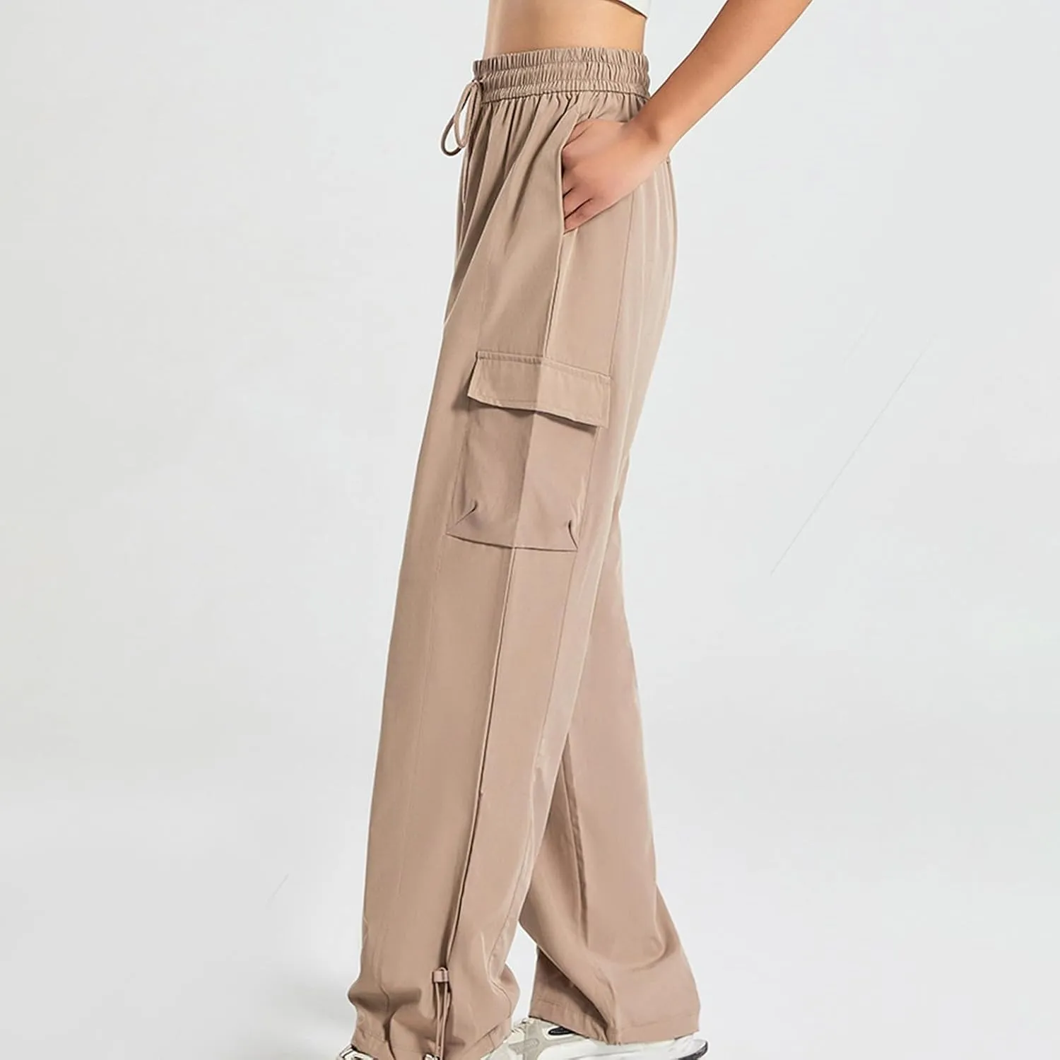 Women's high Waisted Baggy Cargo Sweatpants with Drawstring Cinch Bottom Jogging Sweat Pants Workout Clothes
