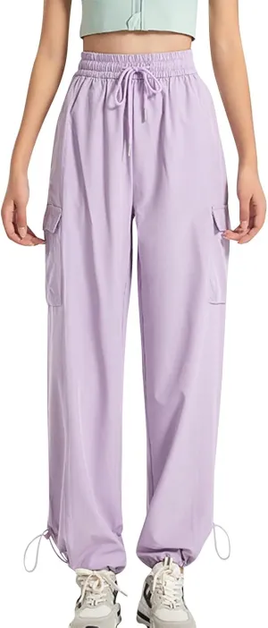 Women's high Waisted Baggy Cargo Sweatpants with Drawstring Cinch Bottom Jogging Sweat Pants Workout Clothes