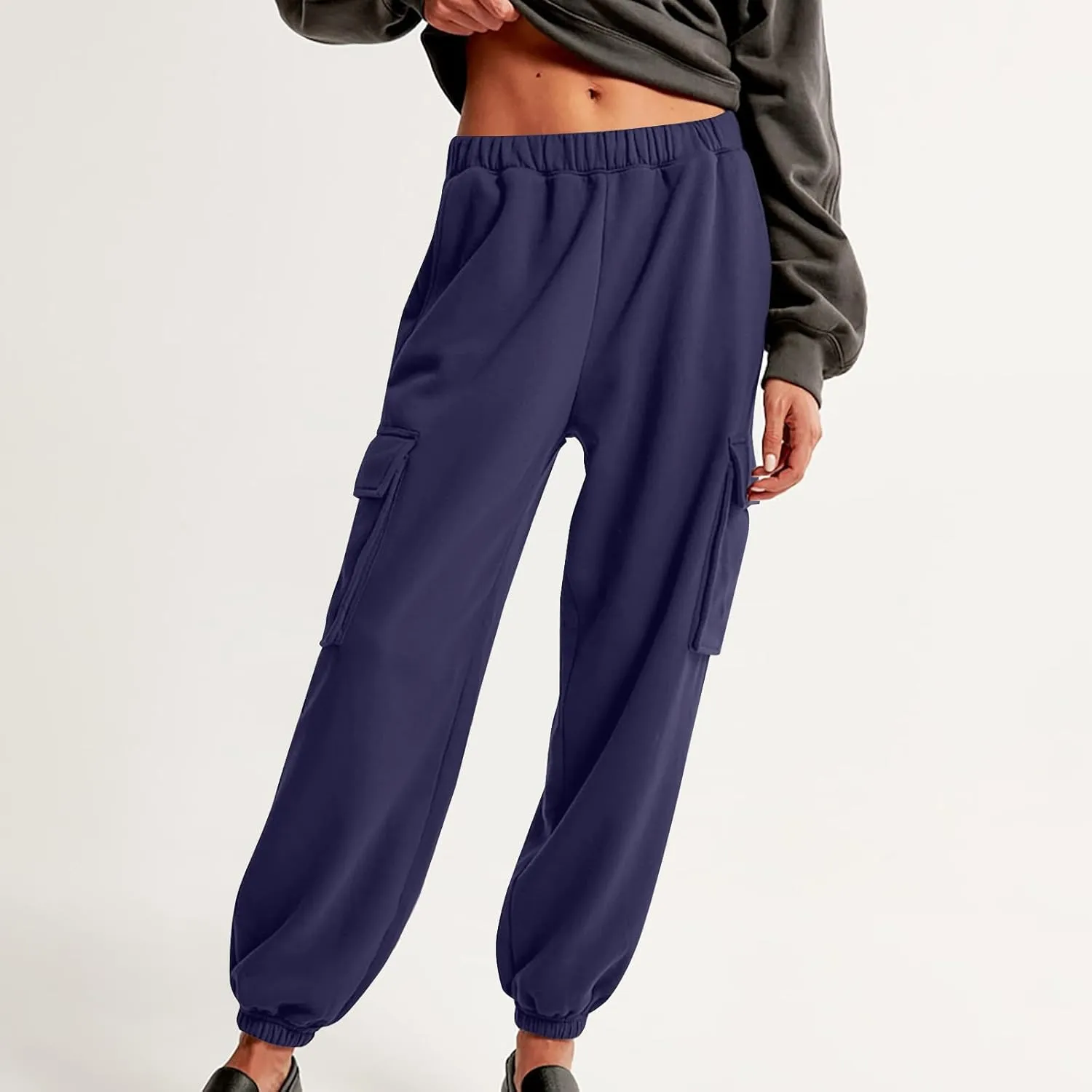 Women's High Waisted Baggy Sweatpants Jogging Pants with Pockets Fashion Cinch Bottom Joggers Trendy Clothing