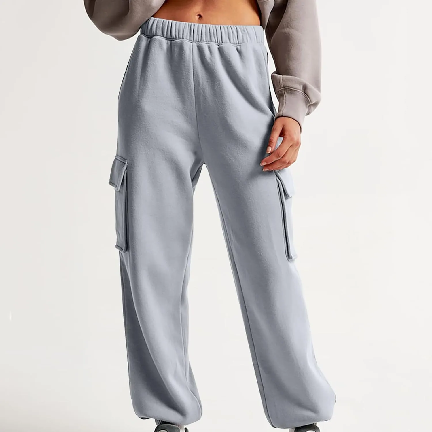 Women's High Waisted Baggy Sweatpants Jogging Pants with Pockets Fashion Cinch Bottom Joggers Trendy Clothing