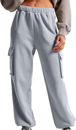 Women's High Waisted Baggy Sweatpants Jogging Pants with Pockets Fashion Cinch Bottom Joggers Trendy Clothing